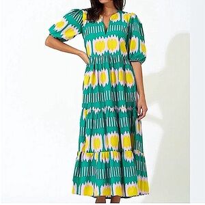 Oliphant Green and Yellow Maxi Dress